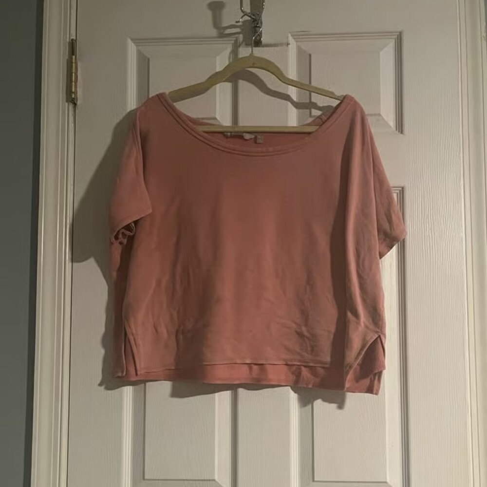 Athleta Coral off the shoulder oversized crop sweatshirt